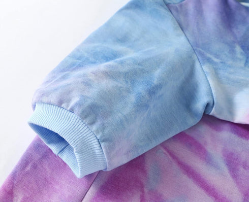 Dog Cotton Tie Dye Hoodie Blue Pullover Sweatshirt, Soft and Stretchy Pets Clothes for Large Dogs (Blue 2XL)