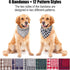 Dog Bandanas - 6PCS Washable Birthday Christmas Gift, Black Blue Red Plaid Printing Adjustable Accessories