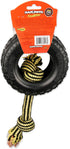 Mammoth TireBiterII with Cotton-Poly Rope - Natural Rubber Dog Toys for Extreme Chewers, Large 6” for Interactive Play