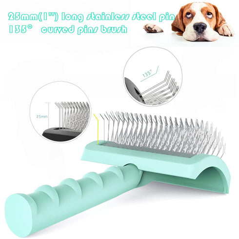 Large Slicker Brush for Dogs & Cats - Extra Long Pin Shedding Brush for Thick Undercoat, 25mm (1"), Green