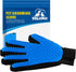 Pet Hair Remover Glove, Blue, Gentle Grooming Mitt for Dogs & Cats with Long & Short Fur