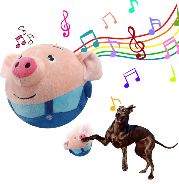2024 New Update Cute Active Moving Pet Plush Toy - Interactive Squeaky Rolling Talking Ball Toy, Washable Pig