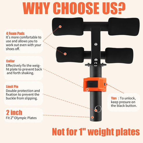 Fitarc Tib Bar, Tibialis Trainer for Strengthening Calves/Shins/Ankles, Fits 1" or 2" Olympic Weight Plates