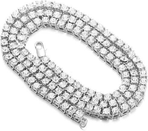 Halukakah ELITE Dog Collar Diamond Tennis Chain - Platinum Plated, 6MM Thick, Size 20" with Designer Goldfoil Giftbox