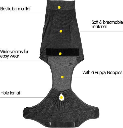 HEYWEAN Full Body Dog Diaper, Puppy Nappies Recovery Suit for Male Female Dogs