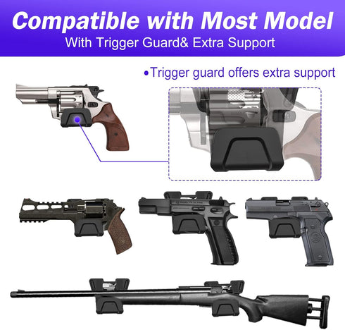 Upgrade Gun Magnet Mount with Safety Trigger Guard for Most Guns, Magnetic Holder for Car, Walls, Safe