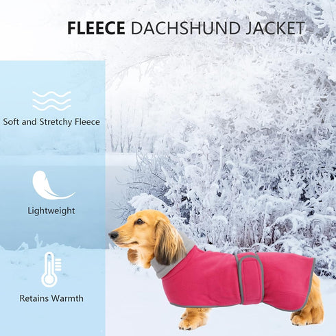 Geyecete Dachshund Sweaters for Dogs - Perfect Winter Coat with Padded Fleece Lining in Pink-M