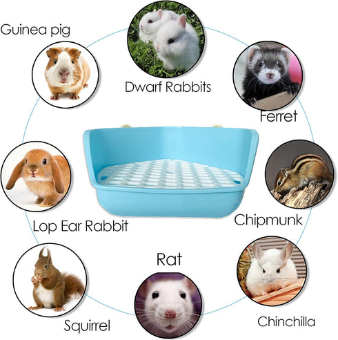 kathson Rabbit Litter Box, Pet Toilet Cage with Small Animal Cleaner Broom Brush Dustpan for Bunny