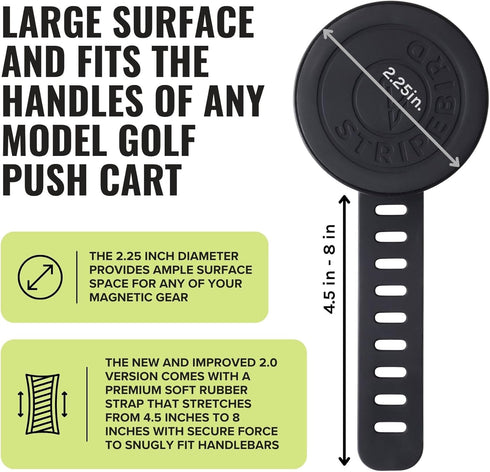 Stripebird 2.0 - Golf Push Cart Mount for Magnetic Accessories (Black) - Push Cart Strap for Quick and Easy Access