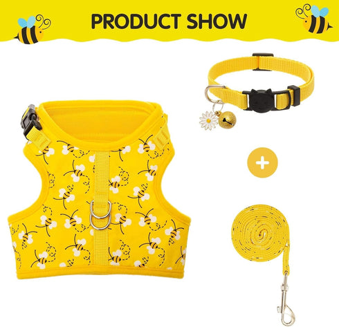 BINGPET Cat Harness with Leash and Collar for Walking, Escape Proof with 59 Inches Leash, Adjustable Soft Vest