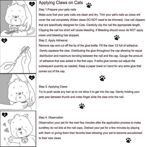 100pcs Cat Nail Caps Kitten Caps with 5pcs Adhesive Glue, 5pcs Applicators, and Instruction
