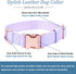 Dog Collar and Leash Set.Soft and Easy to clean vegan Leather with Rose Gold Metal Buckle for Small Medium Large Dogs (Light Purple, M(13.8"-19.7"))
