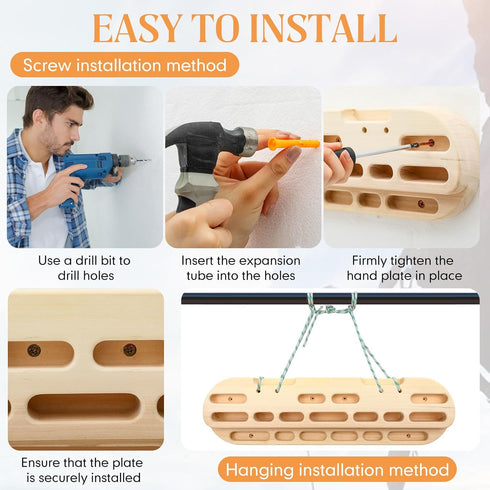 JolliLudo Climbing Hangboard Rock Climbing Fingerboard Gifts Portable Mounted Training Station Pull Up Bar Wooden Hand