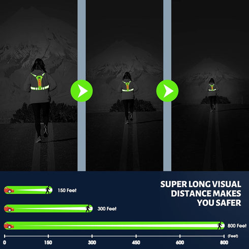 West Biking Running Vest Light, LED Reflective Gear for Night Walking, High Visibility Rechargeable Light Up Running