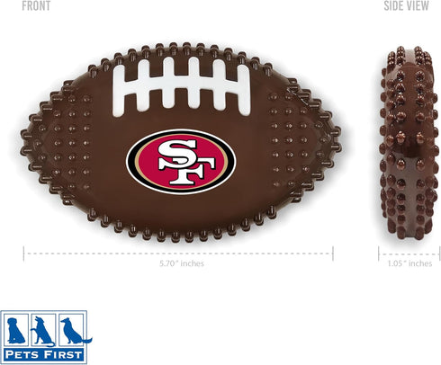 49ers NFL San Francisco Mega-chew Hard Nylon Bacon-flavored Dog Bone Football Chew Toy. Indestructible Interactive Toy
