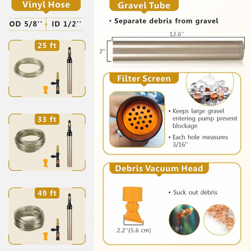 hygger Bucket-Free Aquarium Water Change Kit, Metal Faucet Connector with Long Hose 33FT