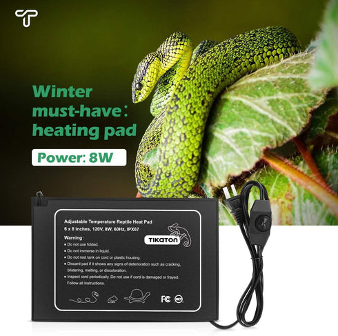 Tikaton Reptile Heat Pad - Adjustable Temperature Under Tank Heater for 10-20gal/30-40gal Terrarium