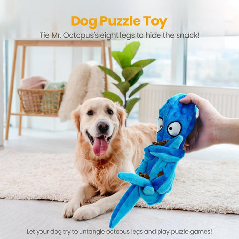 HGB Squeaky Dog Toys - Octopus No Stuffing Crinkle Plush Large Dog Toys for Puppy Teething Chewing, 2 Pack