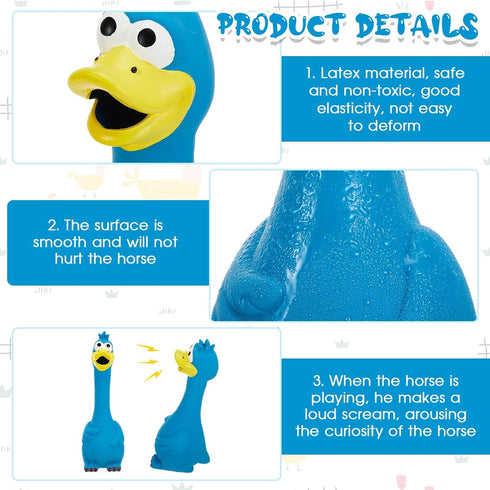 Hungdao 2 Pcs Horse Toys - 11 Inches Latex Rubber Chicken Dog Toy for Separation Anxiety (Blue)
