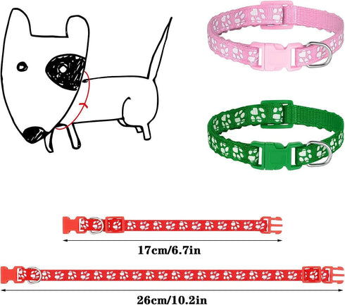 12 Pack Puppy Collars for Litter, Adjustable Puppy ID Collars Soft Nylon Whelping Collars for Newborn Litter Puppy Pets