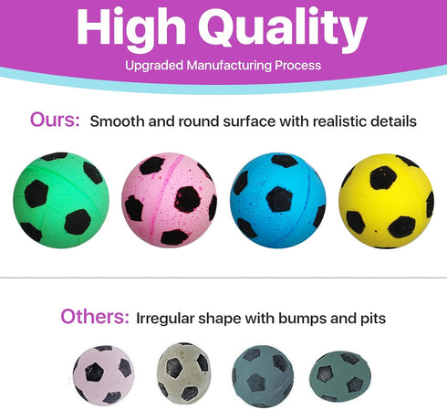 SPOT Sponge Soccer Ball Cat Toys - Interactive Plush Toy, Fun for Cats & Kittens to Bat & Chase, 1.5" Assorted 4-Pack