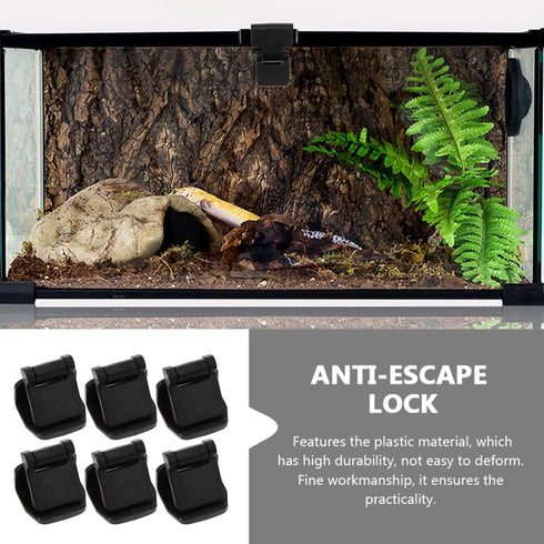Totority 6pcs Cylinder Lock Clips for Snake Tank Aquarium, Escape Screen Clip for Glass Cover Support Holder