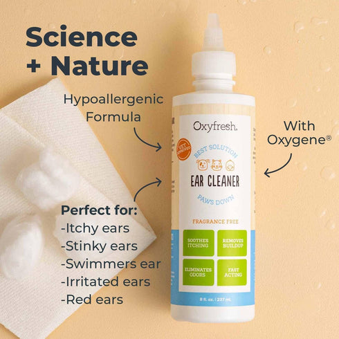 Oxyfresh Advanced Pet Ear Cleaner, 8oz, Best Dog Ear Cleaner Solution for Yeast, Wax, Dirt & Itchy Ear Canal