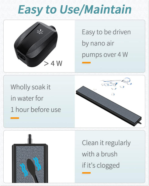 Pawfly 8 Inch Grey Mineral Bubble Stone Bar Diffuser, Airstones for Air Pump, Aquarium, and Fish Tank
