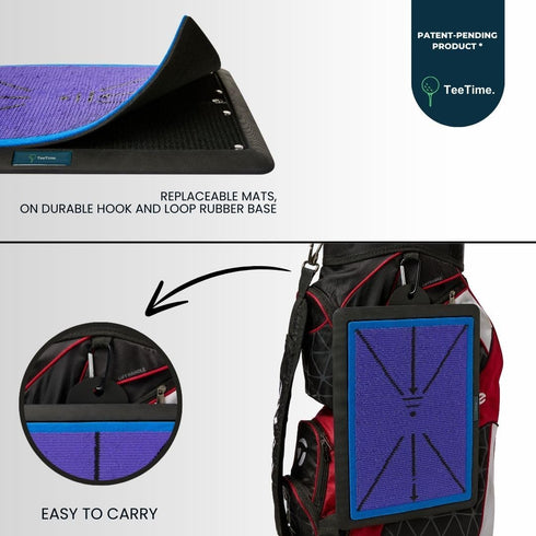 TeeTime Golf Practice Mat - Patent Pending Dual-Tone Sequin Design for Indoor/Outdoor Golf Training with Carry Clip
