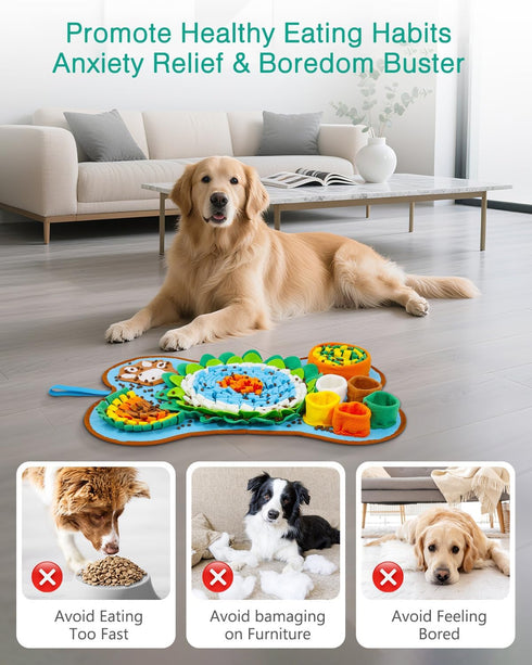 25''x17'' ORIA Snuffle Mat for Dogs, Interactive Slow Feeder Mat with Mental Stimulation for Boredom, Anxiety Relief