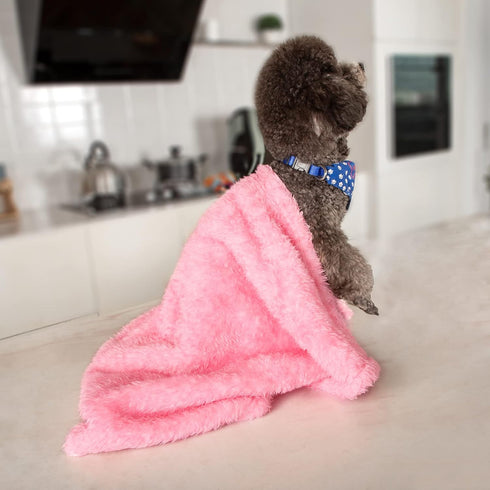 MACEVIA Fluffy Fleece Dog Blankets, Warm Soft Fuzzy Blankets for Small, Medium, Large Dogs (24x29 Inch, Pink)