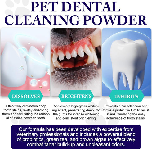 Peesnb Dog Teeth Cleaning Powder - Dog Dental Powder - Dog Breath Freshener - Targets Tartar & Reduces Plaque & Bad