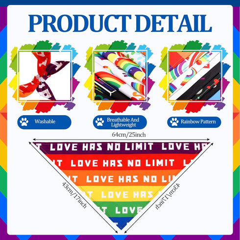 60 10 Pcs Rainbow Dog Bandana, Dog Bandanas Gay Pride Rainbow Scarves Bibs LGBT Dog Handkerchief for Dog Puppy Cat Pet