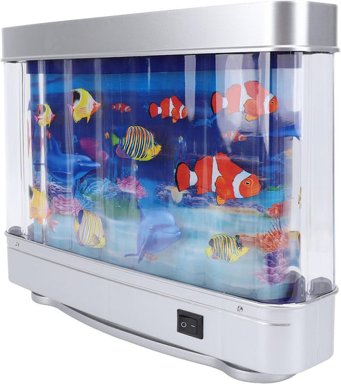 Aquarium Sensory Lamp, Lifelike Artificial Aquarium with Moving Fish, Sensory Therapy Night Light, USB Power Supply