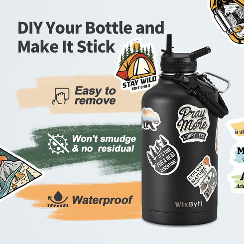 One Gallon Insulated Water Bottle, 128oz Large Sports Stainless Steel Jug, Triple Wall Vacuum Cold & Leak-proof with