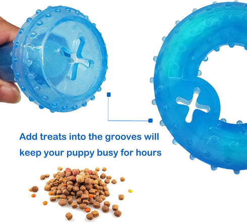 Puppy Chew Toys for Teething Puppies - 2 Pack Freezable Natural Rubber Toys for Small & Medium Dogs, Protects Oral