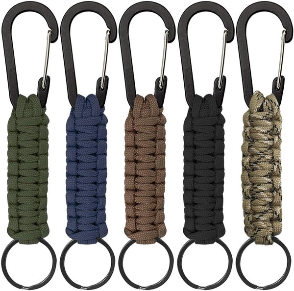 SENHAI 5 Pcs Paracord Keychains with Carabiner, Braided Lanyard Hook Clip for Outdoor Camping & Hiking
