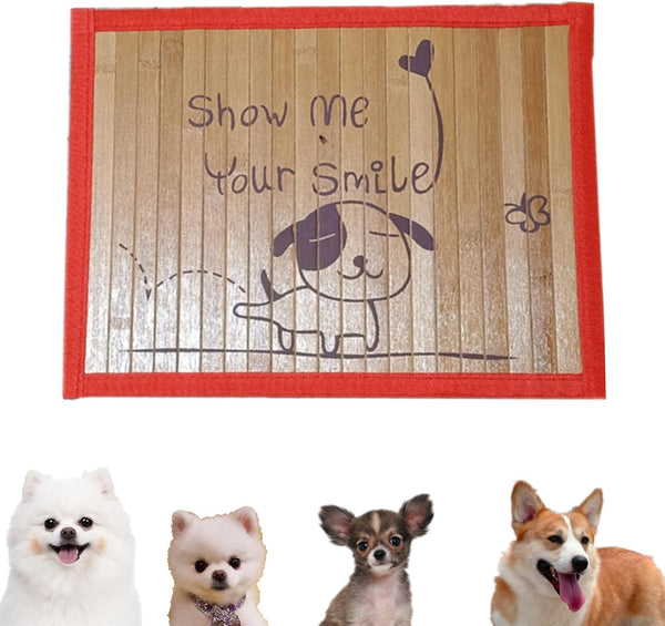 Pet Dog Bamboo Pad, Summer Portable Washable Mat with Cartoon Pattern, Cool Bed Sleeping Mattress for Dogs