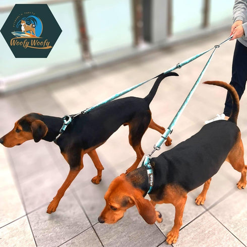 6in1 Multifunctional Dog Leash, Hands Free, Adjustable Length 6ft7in, Forest Print, (S)-Width 3/4", for Small and