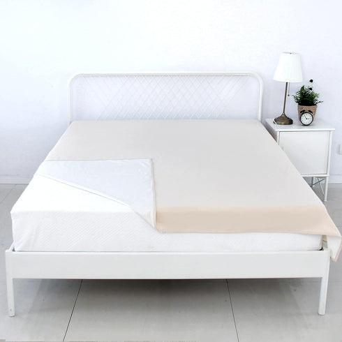 SILLY LEGACY Thin Reversible Waterproof Protective Cover for Bed or Couch, for Dogs and Cats (Queen 82 x 82, Beige)