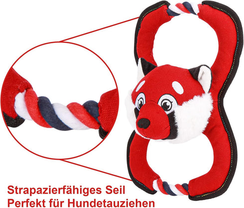 GAOMON Squeaky Dog Toys, Durable Plush Chew Toys in Fox Shape, Interactive Tug of War Toy for Small and Medium Dogs