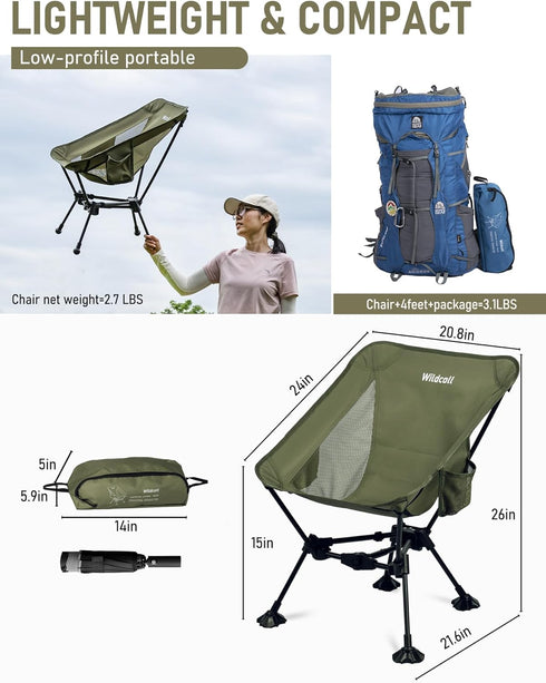 WildCall Compact Folding Beach Chair with Anti-Sink Feet