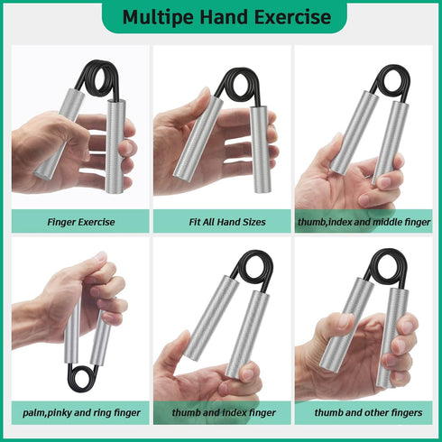 Grip Strength Trainer 4 Pack, 50LB-200LB Metal Hand Grip Strengthener, Non-Slip Heavy-Duty Forearm Exerciser