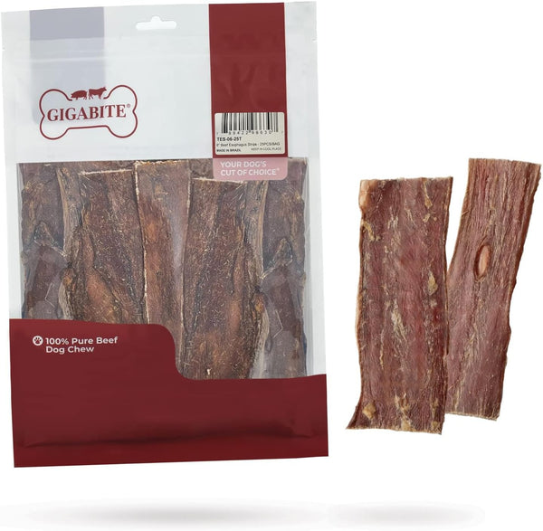 GigaBite Beef Esophagus Dog Treats - Natural Gullet Sticks for Dogs, High