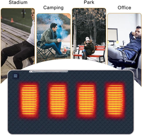 Generic 4 3 Heated Zones Camping Chair Heated Cushion, Portable Thickened Heating Mat, Adjustable Temperature USB