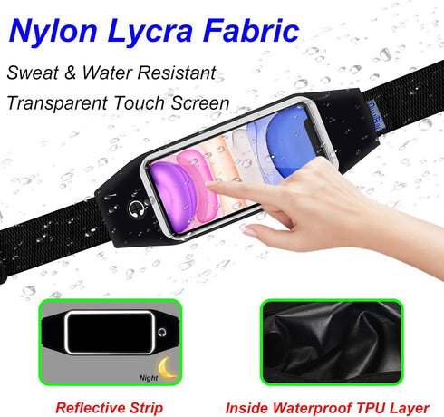 Running Belt for Women Men, Waterproof Fanny Pack, Workout Waist Pouch Phone Holder with Touchscreen for Gym