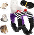 Small Pet Harness Vest and Leash Set - Bowknot and Bell Decor for Gerbil Guinea Pig Squirrel Kitten (M, Black Stripe)