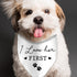 I Loved Her First Wedding Dog Bandana, Engagement Valentine's Pet Scarf Bibs for Wedding Photo Props