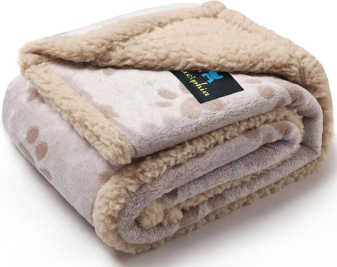 Luciphia Waterproof Pet Blanket for Couch, Liquid Pee Proof, Washable Soft Fluffy Large Dog Blanket, Khaki Small (40" x