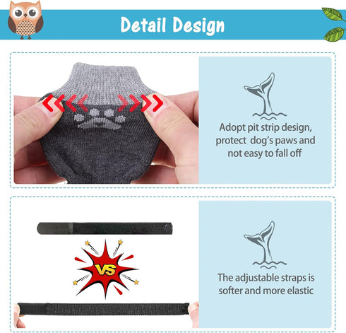 SCENEREAL Anti Slip Dog Socks, Grippy Socks for Hot/Cold Pavement, Paw Protectors for Senior Dogs, Indoor Outdoor Use